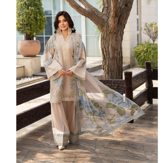 KC-1488 Chikenkari Luxury Cotton Farshi Shalwar 3 Pc Collection | Ready to Wear | Karma Collection