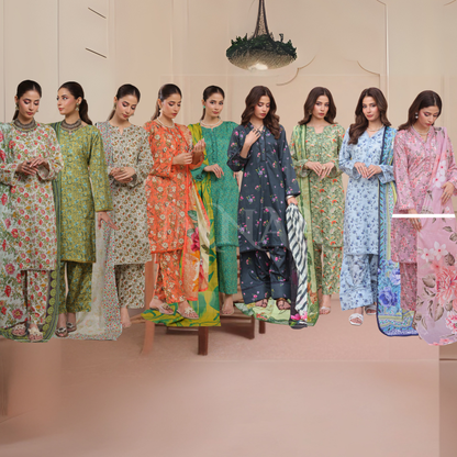 USN-14 Printed Lawn 3 Pc Dress | Ready to Wear | Saphron