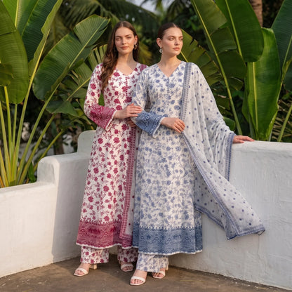 UA-263 Embroidered Poly Lawn Frock 3 Pc Collection by Umnaa