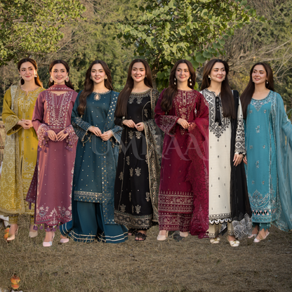 UAL-02 3 Pc Cotton Jacquard Ready to Wear Collection | Simrans