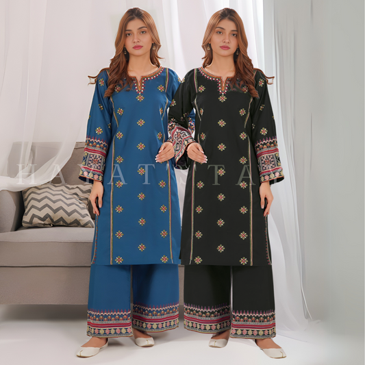 2 Pc Embroidered Khaddar Co-Ord Set  | Ready to wear| Hayats
