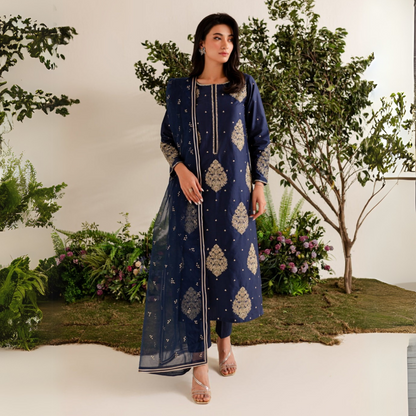 UA-40 3 Pc Embroidered dhanak Collection  | Ready to Wear | UMNAA