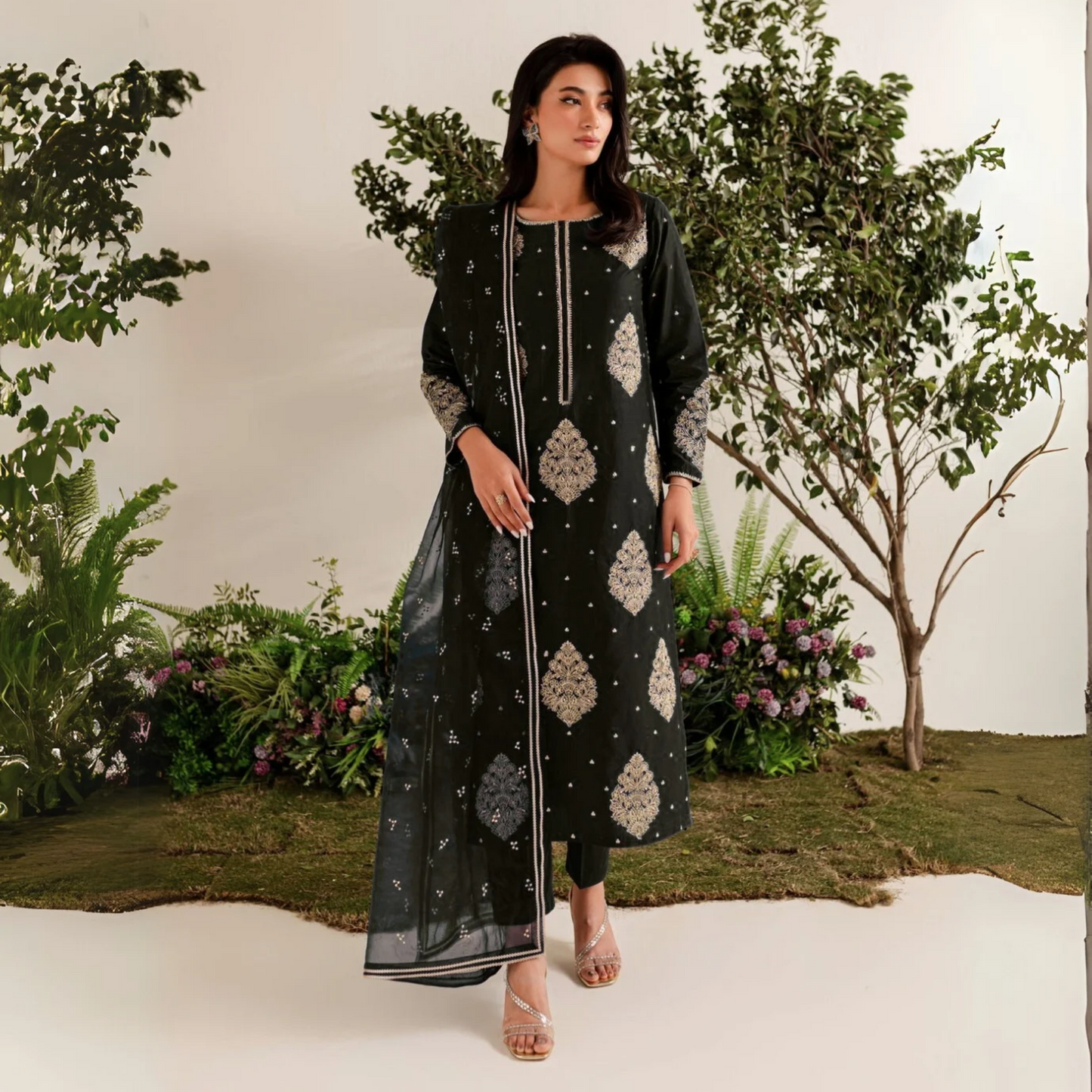 UA-40 3 Pc Embroidered dhanak Collection  | Ready to Wear | UMNAA