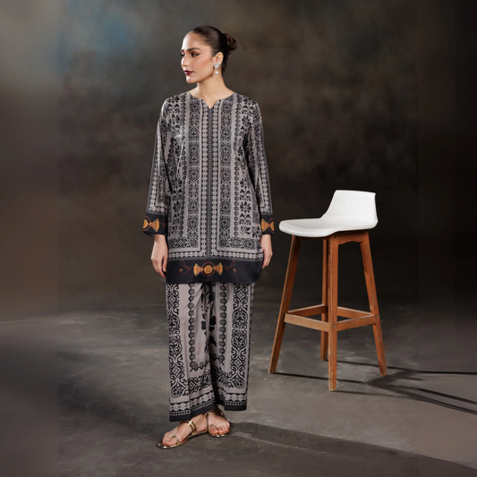 2 Pc Printed Silk Pakistani Co-Ords Set | Ready to Wear | Raniya.h | UMRAH01201
