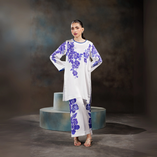2 Pc Printed Silk Pakistani Co-Ords Set | Ready to Wear | Raniya.h | UMRAH01201