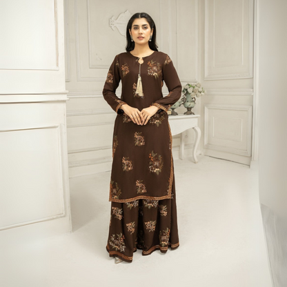 UA-45 Embroidered Viscose Linen  2 Pc Pakistani Co Ord Set Dress | Ready to wear | UMNAA