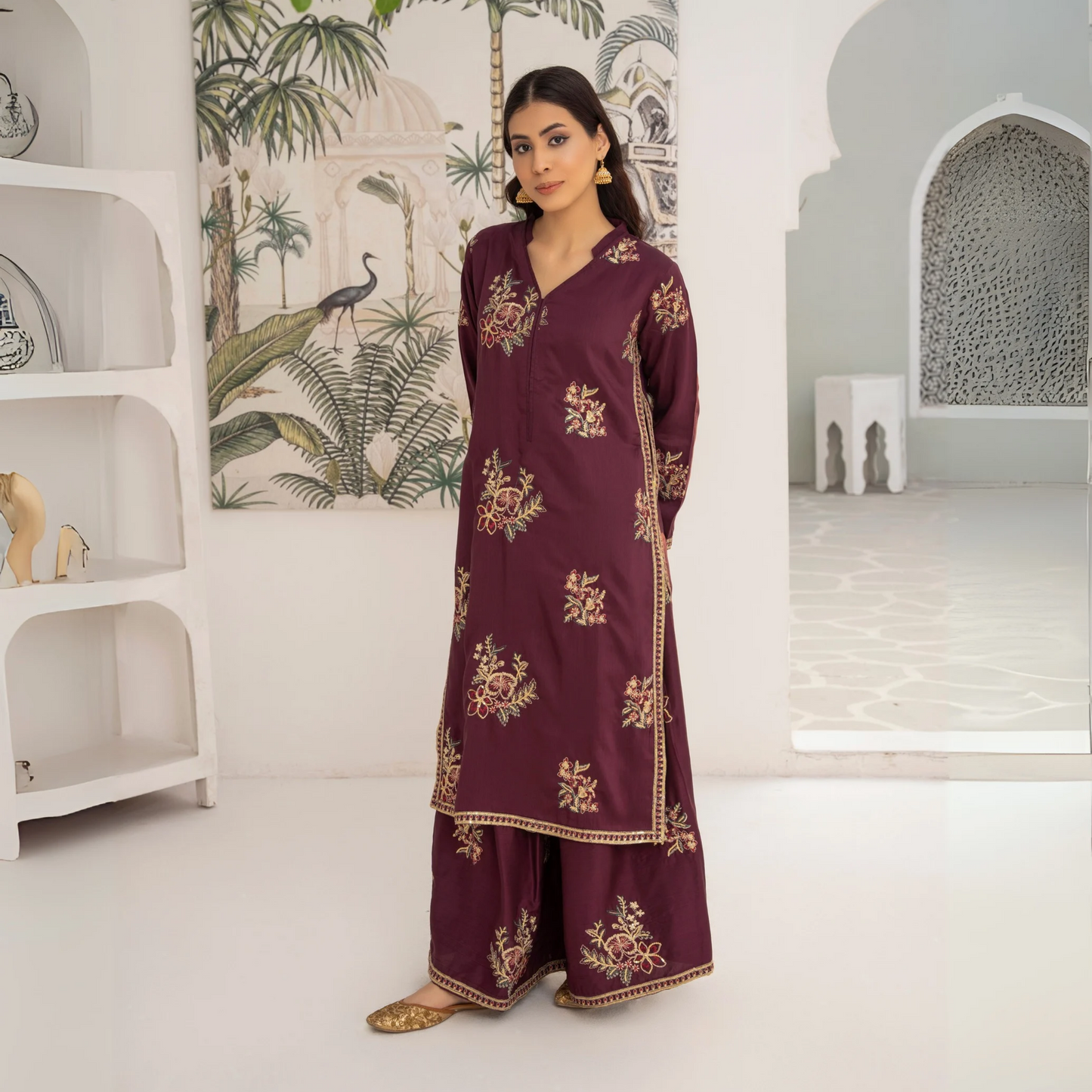 UA-45 Embroidered Viscose Linen  2 Pc Pakistani Co Ord Set Dress | Ready to wear | UMNAA