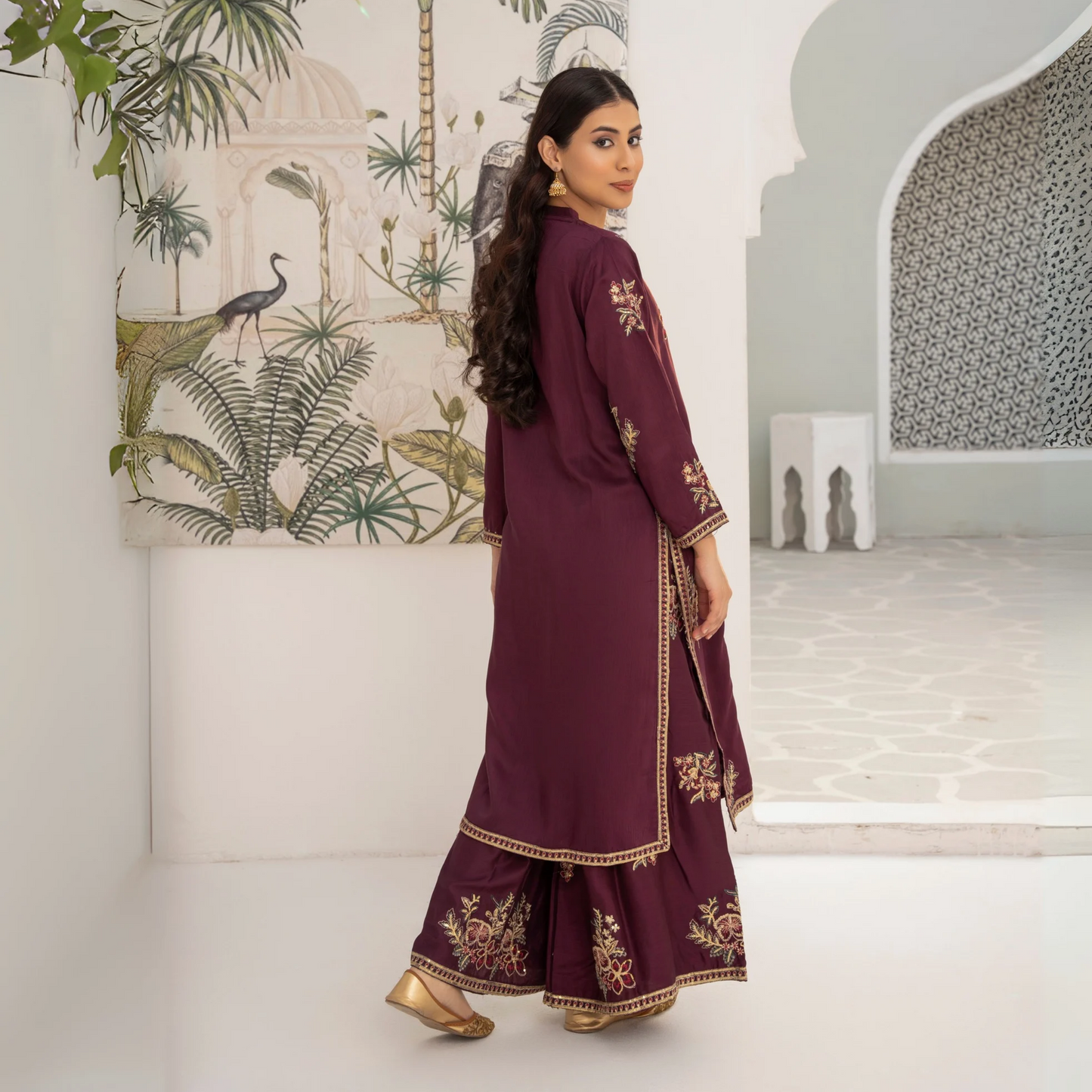 UA-45 Embroidered Viscose Linen  2 Pc Pakistani Co Ord Set Dress | Ready to wear | UMNAA