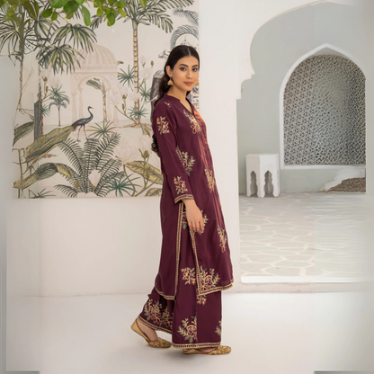 UA-45 Embroidered Viscose Linen  2 Pc Pakistani Co Ord Set Dress | Ready to wear | UMNAA