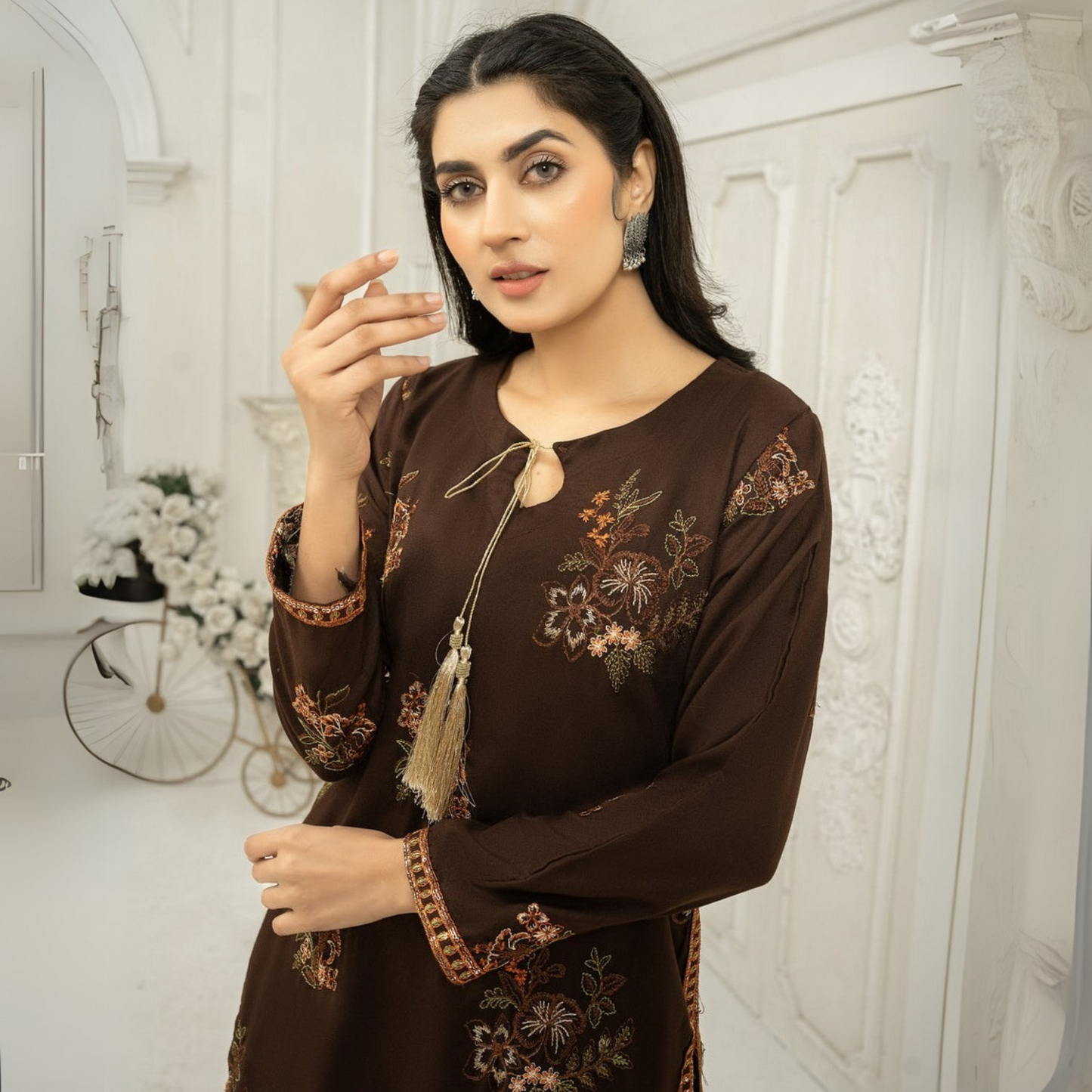 UA-45 Embroidered Viscose Linen  2 Pc Pakistani Co Ord Set Dress | Ready to wear | UMNAA