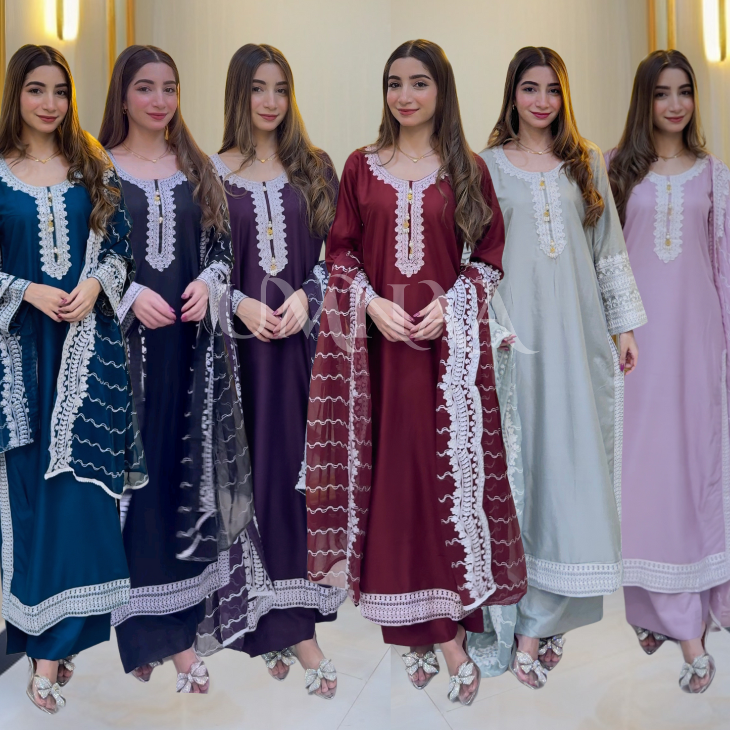 UA-47 Embroidered Linen with Chiffon Duppata Pc Dress | Ready to wear | UMNAA