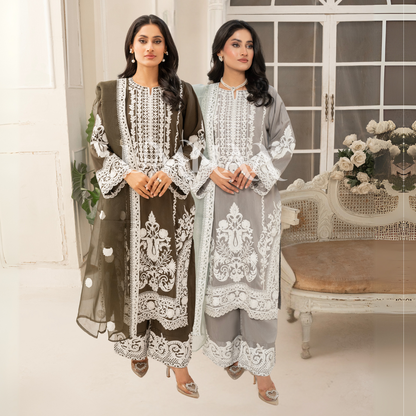 Embroidered Viscose Linen 3 Pc Pakistani Dress | Ready to wear | UMNAA