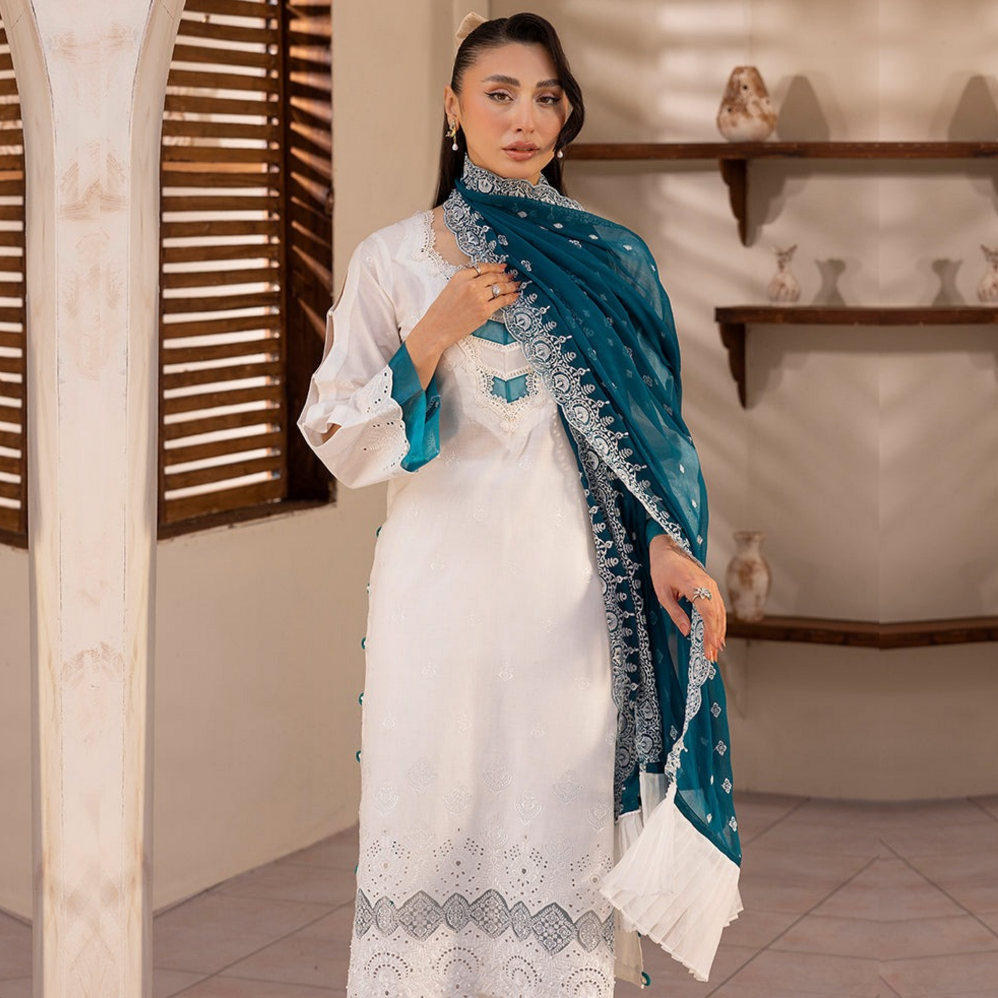 UAL-01 3 Pc Embroidered Chikenkari Cotton Ready to Wear Dress | ALLY'S