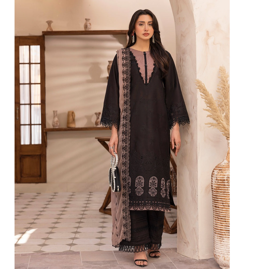 UAL-01 3 Pc Embroidered Chikenkari Cotton Ready to Wear Dress | ALLY'S