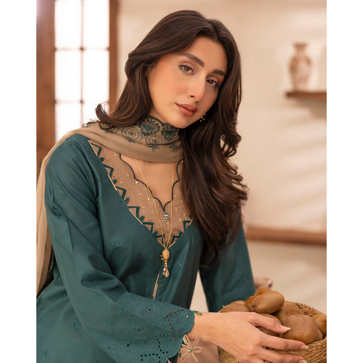 UAL-01 3 Pc Embroidered Chikenkari Cotton Ready to Wear Dress | ALLY'S