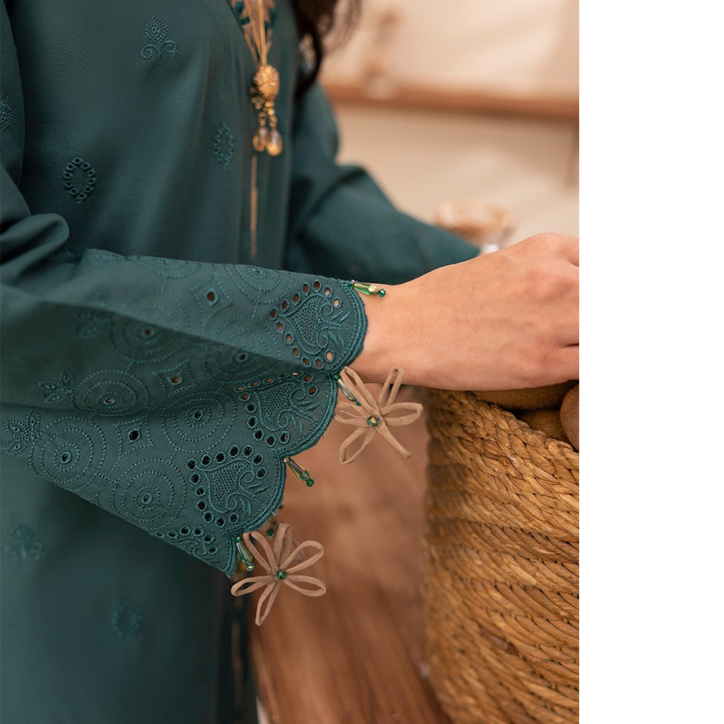 UAL-01 3 Pc Embroidered Chikenkari Cotton Ready to Wear Dress | ALLY'S