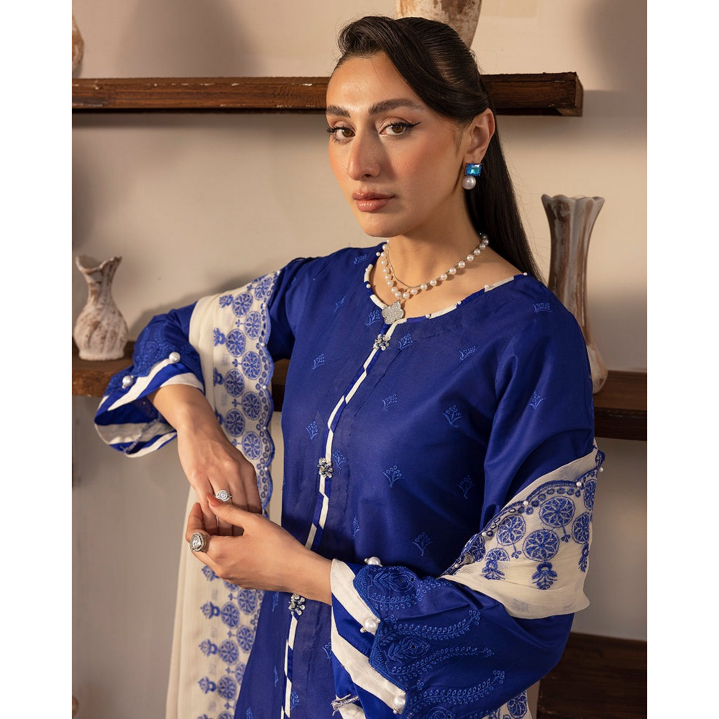 UAL-01 3 Pc Embroidered Chikenkari Cotton Ready to Wear Dress | ALLY'S
