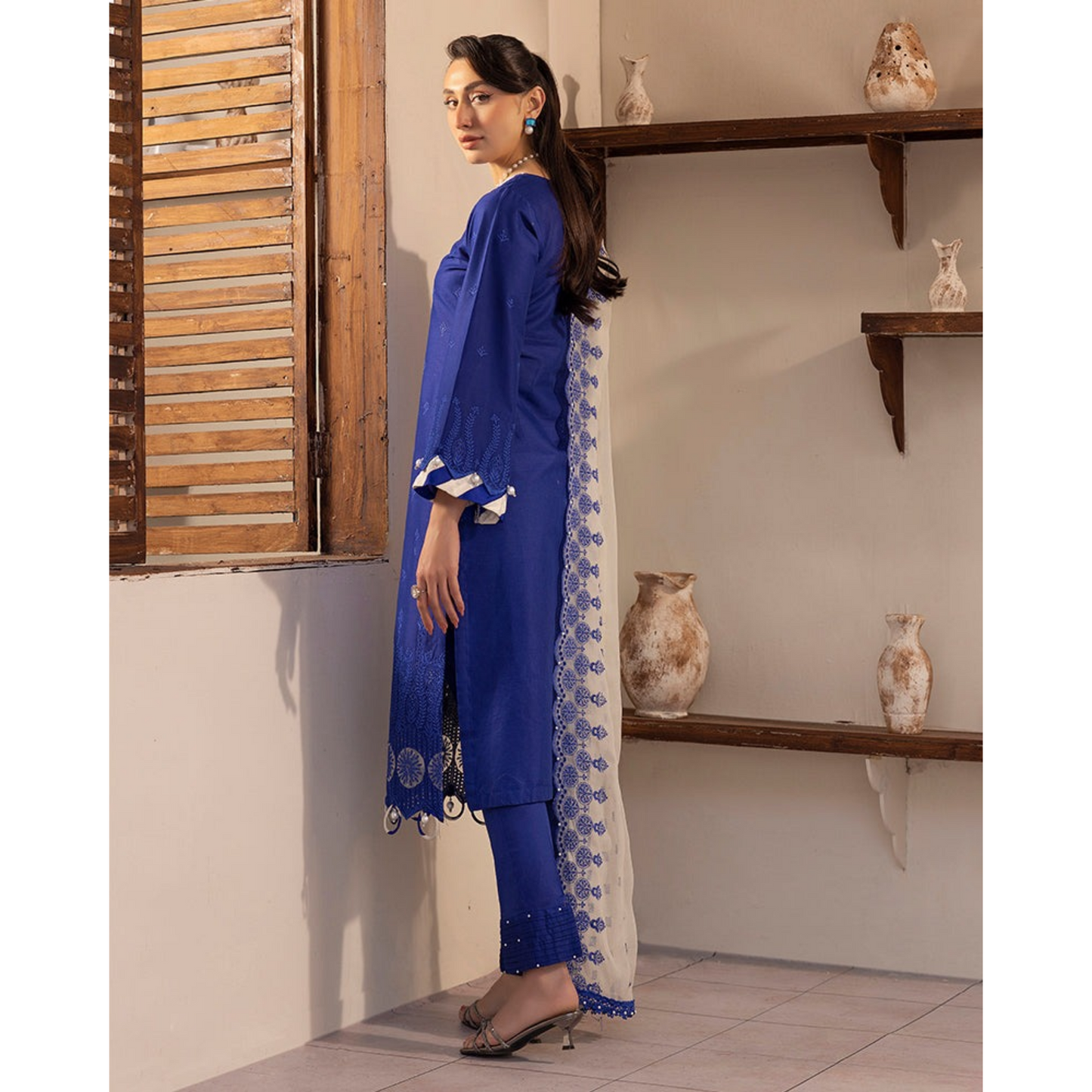 UAL-01 3 Pc Embroidered Chikenkari Cotton Ready to Wear Dress | ALLY'S