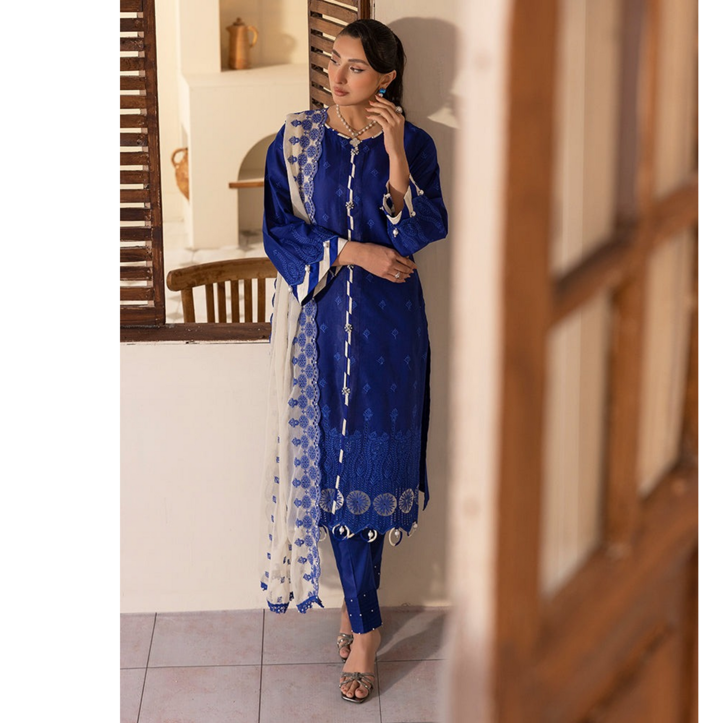UAL-01 3 Pc Embroidered Chikenkari Cotton Ready to Wear Dress | ALLY'S