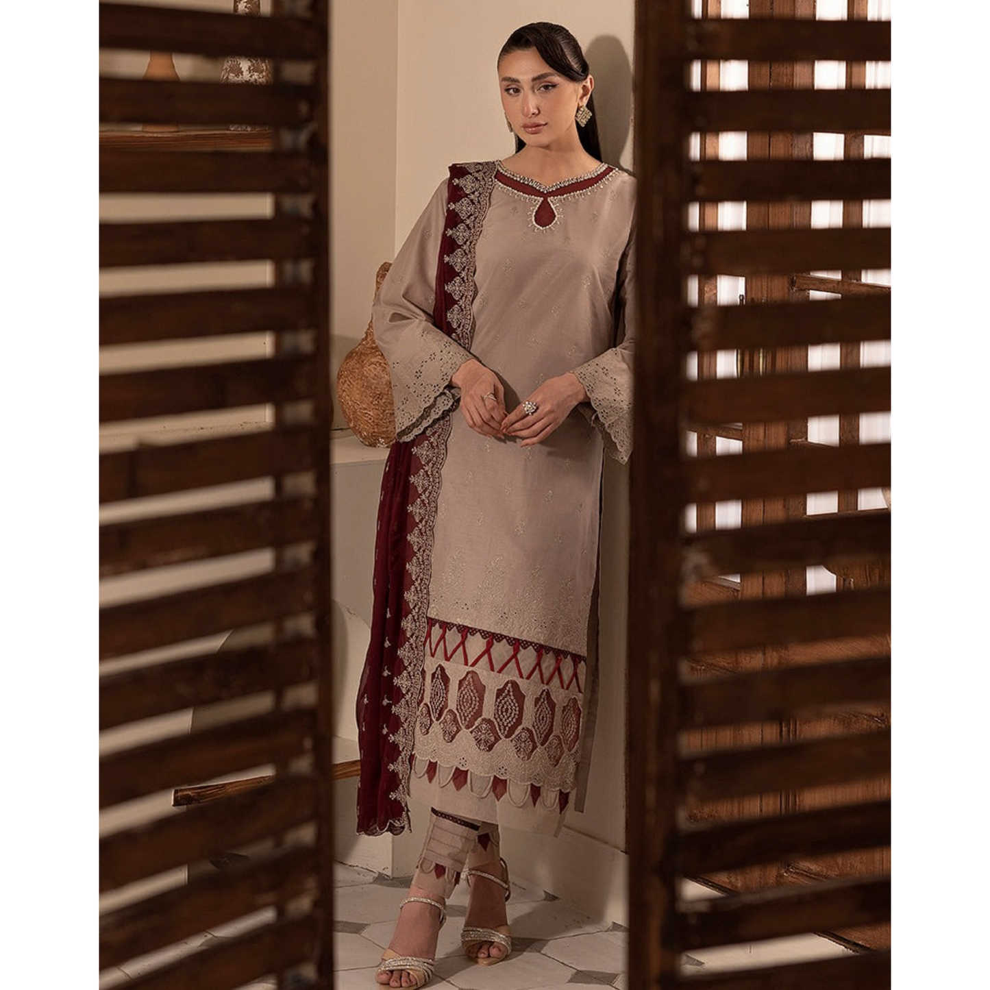 UAL-01 3 Pc Embroidered Chikenkari Cotton Ready to Wear Dress | ALLY'S