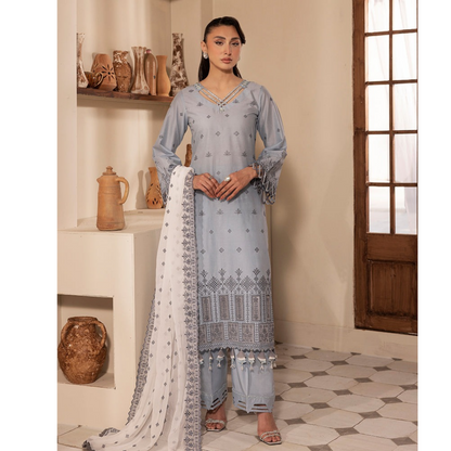 UAL-01 3 Pc Embroidered Chikenkari Cotton Ready to Wear Dress | ALLY'S