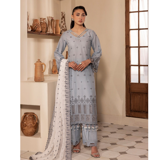 UAL-01 3 Pc Embroidered Chikenkari Cotton Ready to Wear Dress | ALLY'S