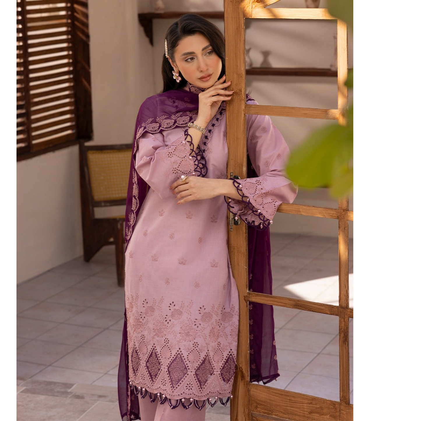 UAL-01 3 Pc Embroidered Chikenkari Cotton Ready to Wear Dress | ALLY'S