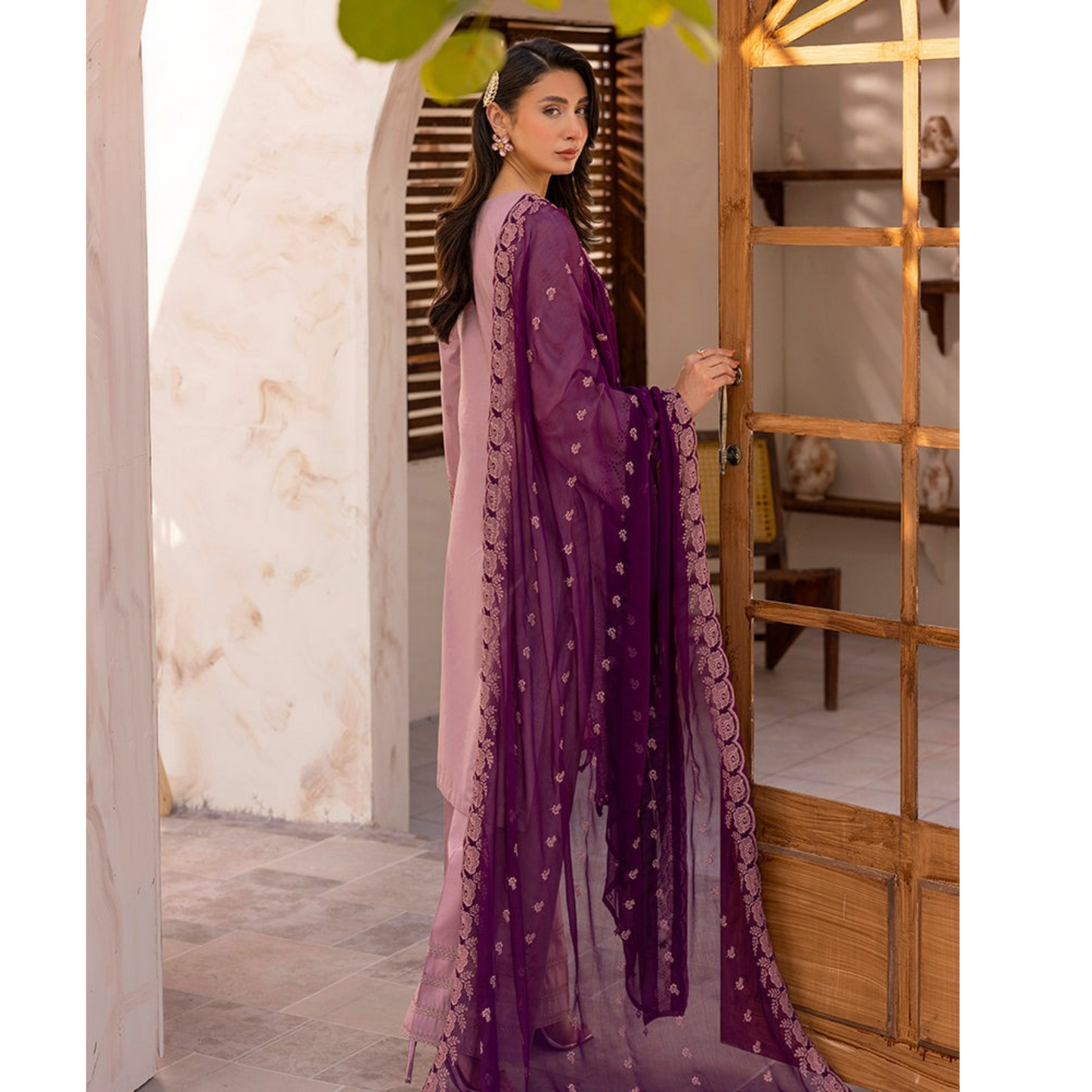 UAL-01 3 Pc Embroidered Chikenkari Cotton Ready to Wear Dress | ALLY'S