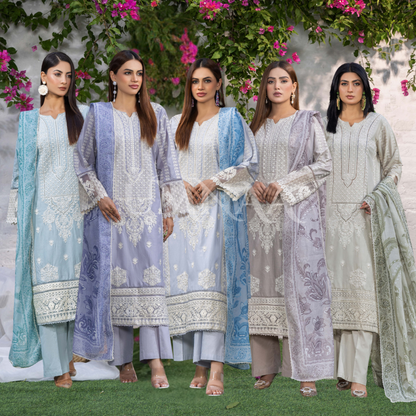 UTT-05 Embroidered Cambric Cotton 3 Pc Ready to wear Collection | Traditional Thread