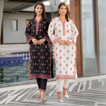 UA-89 2 Pc Embroidered Lawn Co-Ords Set | Ready to Wear | Umnaa