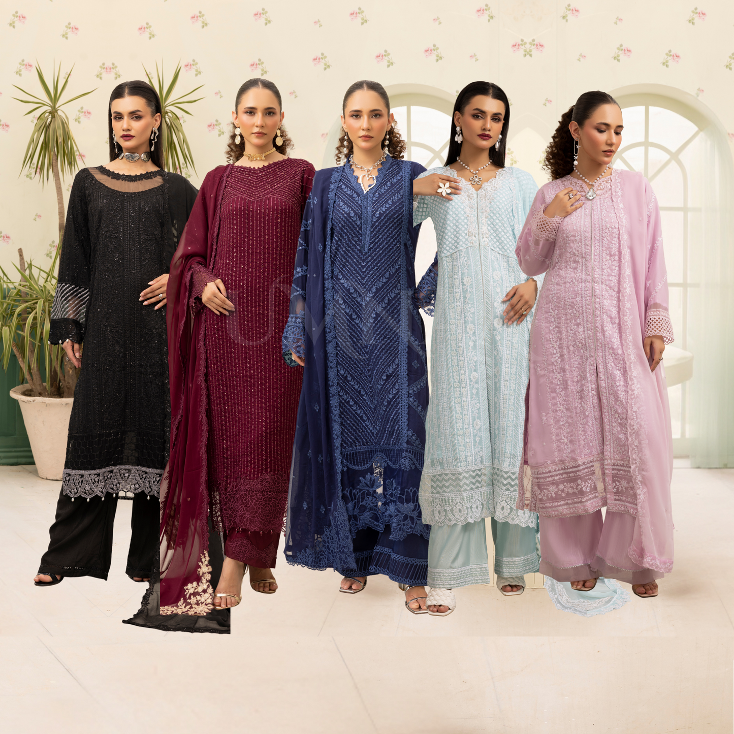 UMS-28 "Azure Lux by Simrans – 3-Piece AZURE Inspired Chiffon Dress Collection