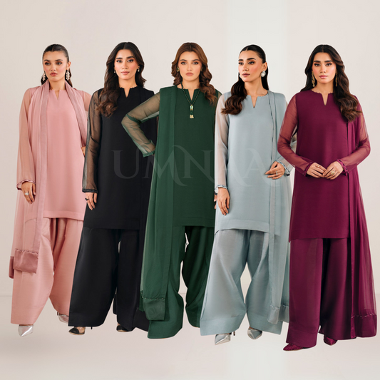 UA-103 Trendy Chiffon Farshi Shalwar Collection by Umnaa