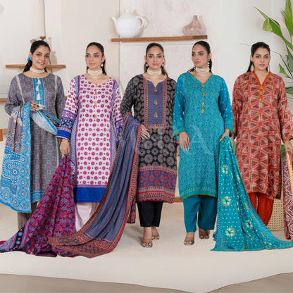 UA-106 Printed "Ajrak Style" Linen Collection by UMNAA