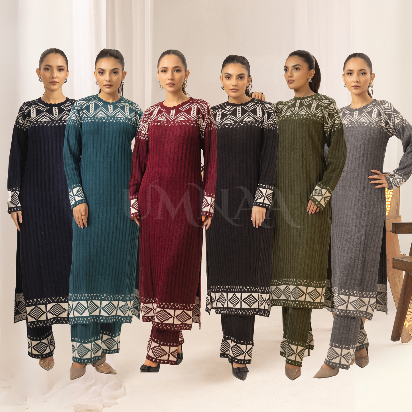 UMS-35 Simrans Azuel 2.0 Knit Wear Co-Ords Set | Modest Fashion | Winter Wear