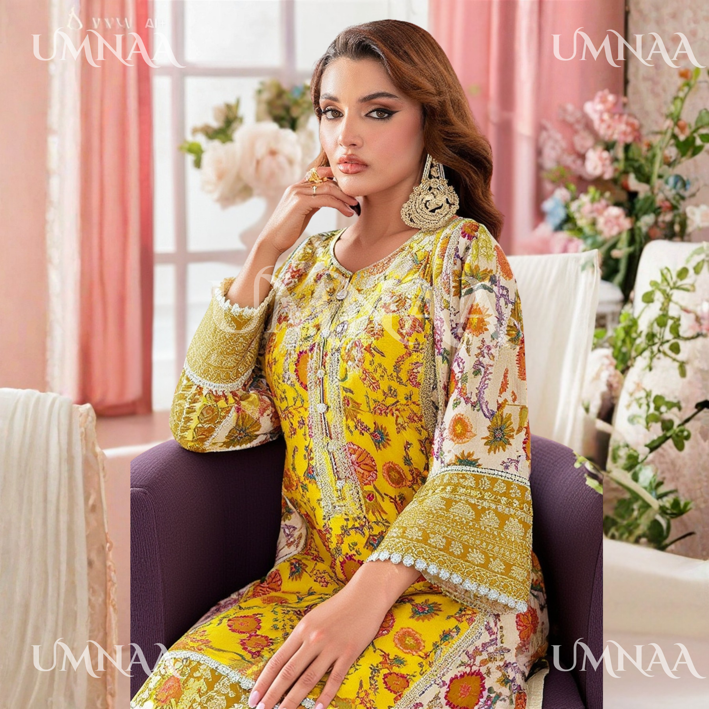 UA-131 Embroidered Viscose Linen 3 Pc | Ready to Wear | Asian Clothes