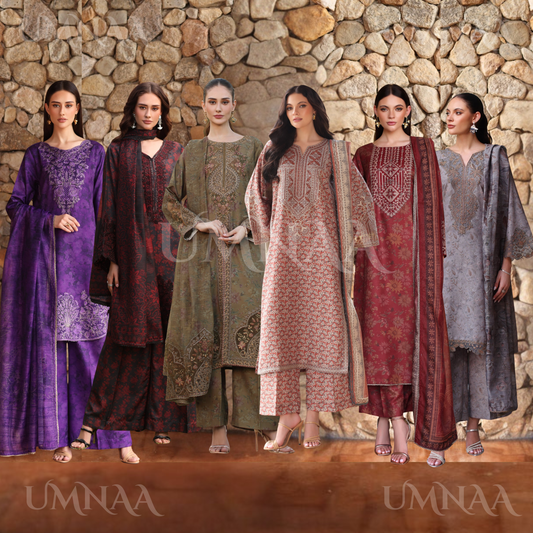 UA-138 Embroidered Printed khaddar Collection by Umnaa | Ready to Wear | Asian Clothes