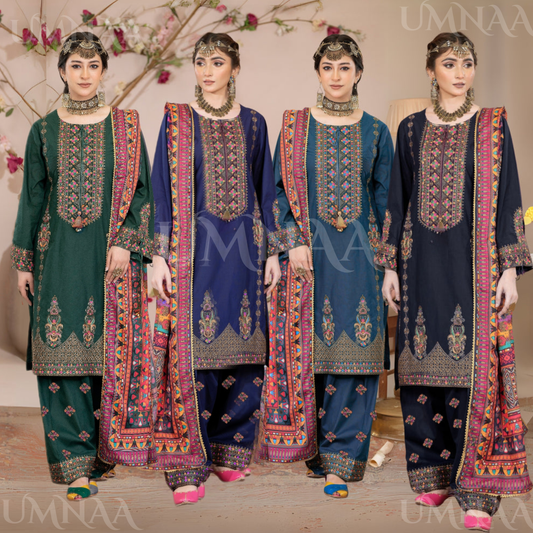 UA-109 Embroidered Linen Collection | Ready by Wear | Pakistani Dress Asian Clothes Umnaa