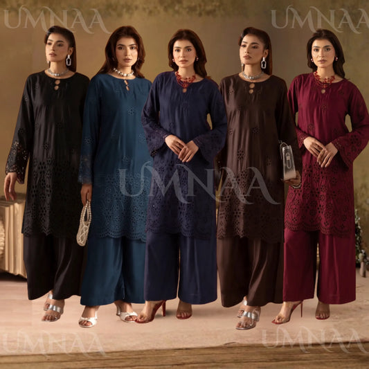 UMS-50 "Luxkari" Linen Chikenkari Co-Ords 2 pc Set by Umnaa