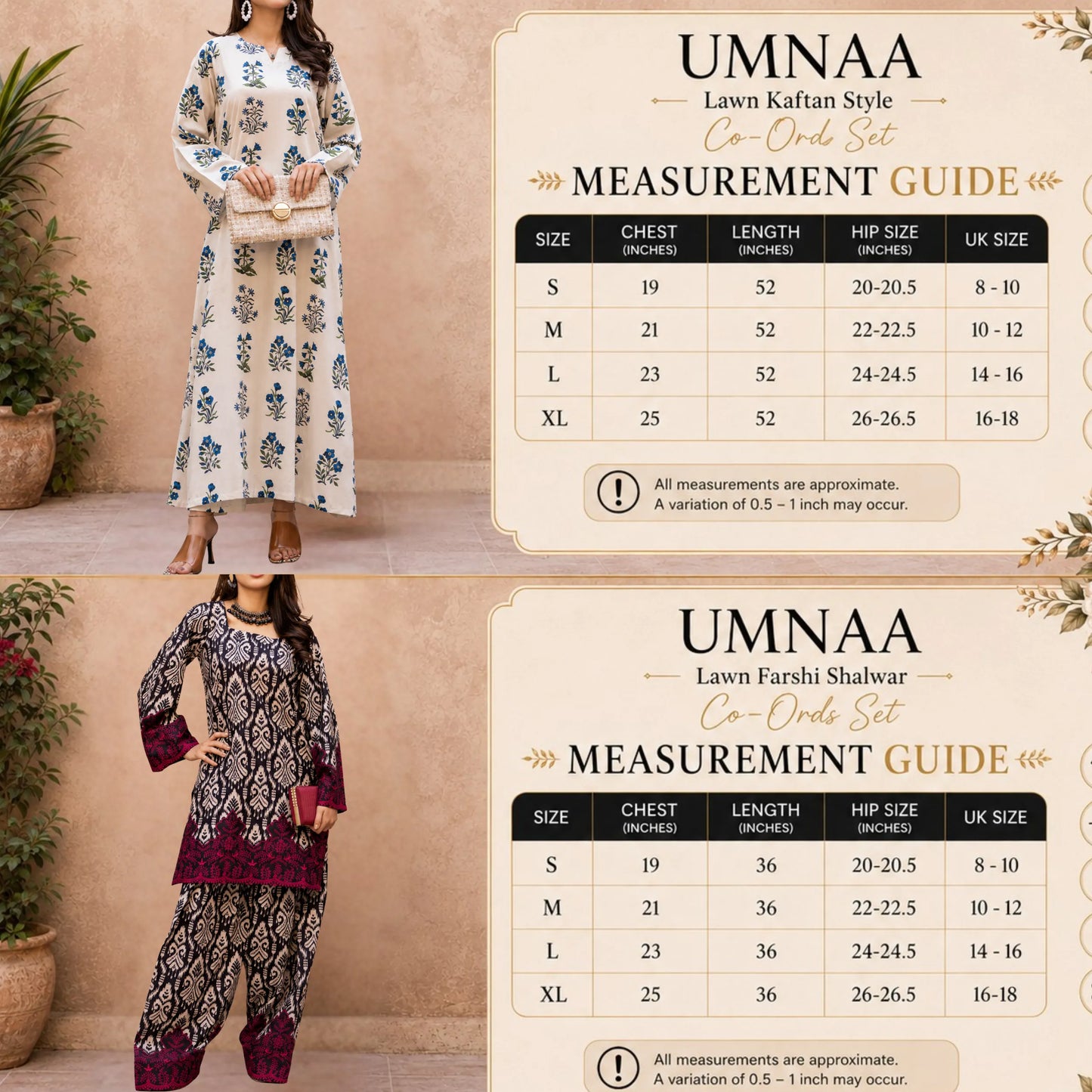 RA-34 Embroidered Lawn Kaftan Style and Short Farshi Shalwar 2 Piece Casual Summer Collection by Raniya.h