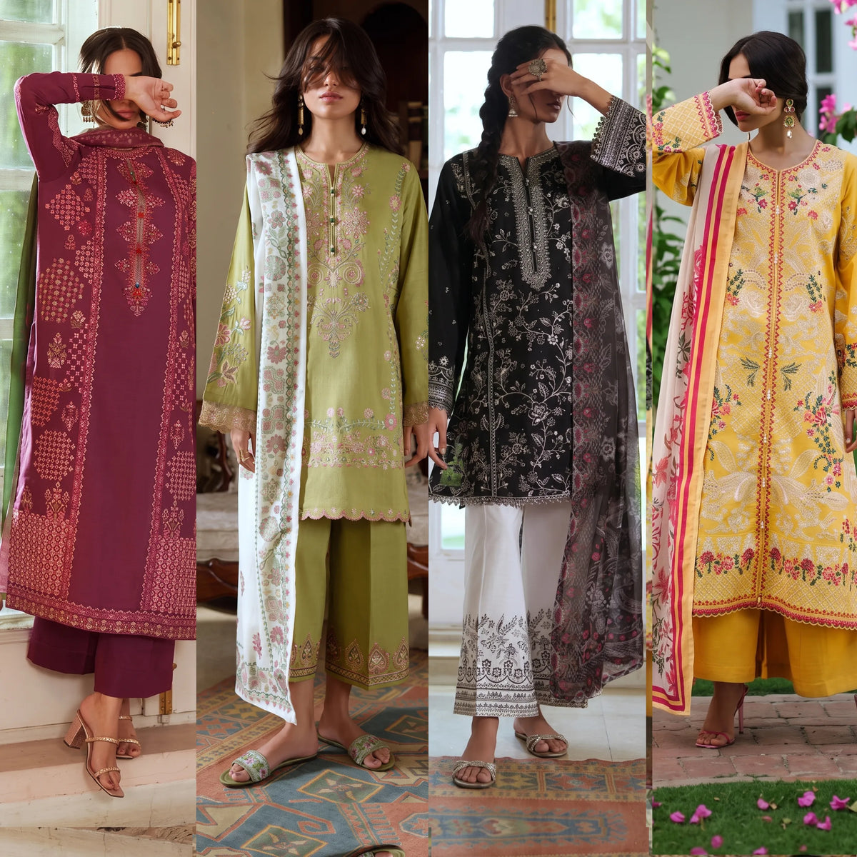 UCA-46 "Sakoon" Embroidered Cambric Cotton Pc Collection | Casuallite