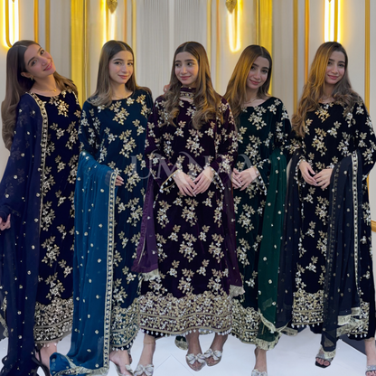 UA-43  Luxury Embroidered Handwork Velvet Collection UMNAA