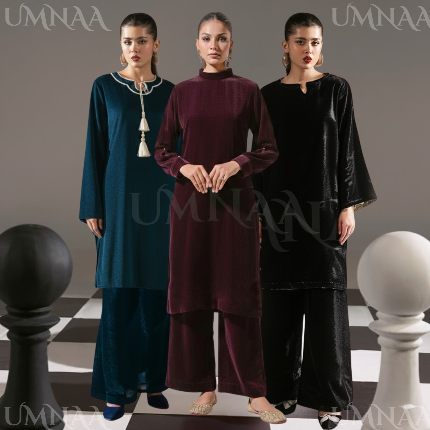 UA-152 Solid Velvet Farshi Shalwar Collection by Umnaa