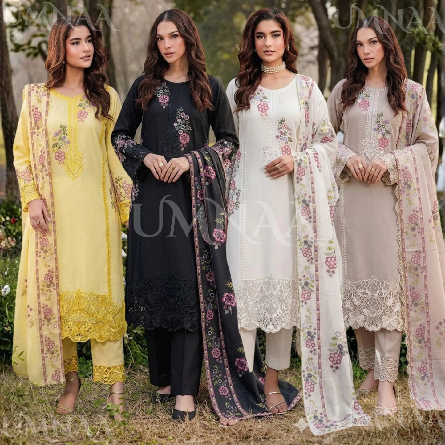 UA-185 Embroidered Cotton 3-Piece Collection | Ready to Wear Asian clothes