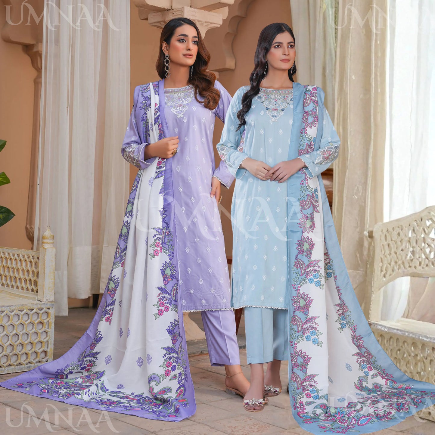 UA-189 Embroidered Linen Collection by Umnaa | Asian Clothes
