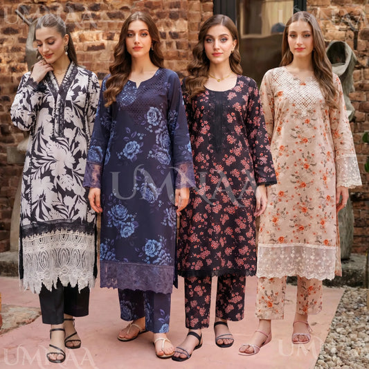 UA-220 Floral Printed Linen Co-Ord Set for Women | 2 Piece Shirt & Trouser by Umnaa