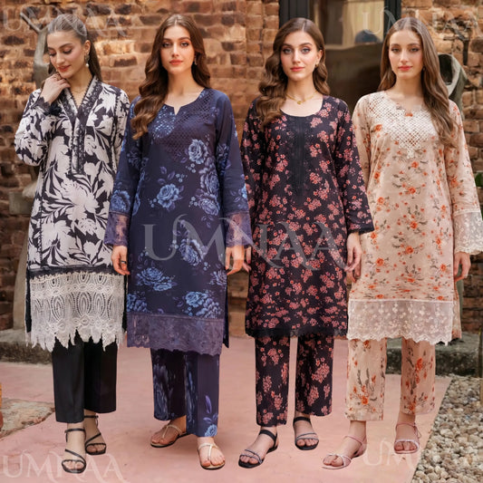 UA-220 Floral Printed Linen Co-Ord Set for Women | 2 Piece Shirt & Trouser by Umnaa