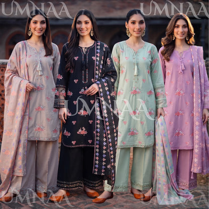 UA-267 Embroidered Cambric Cotton 3 Piece Collection by Umnaa