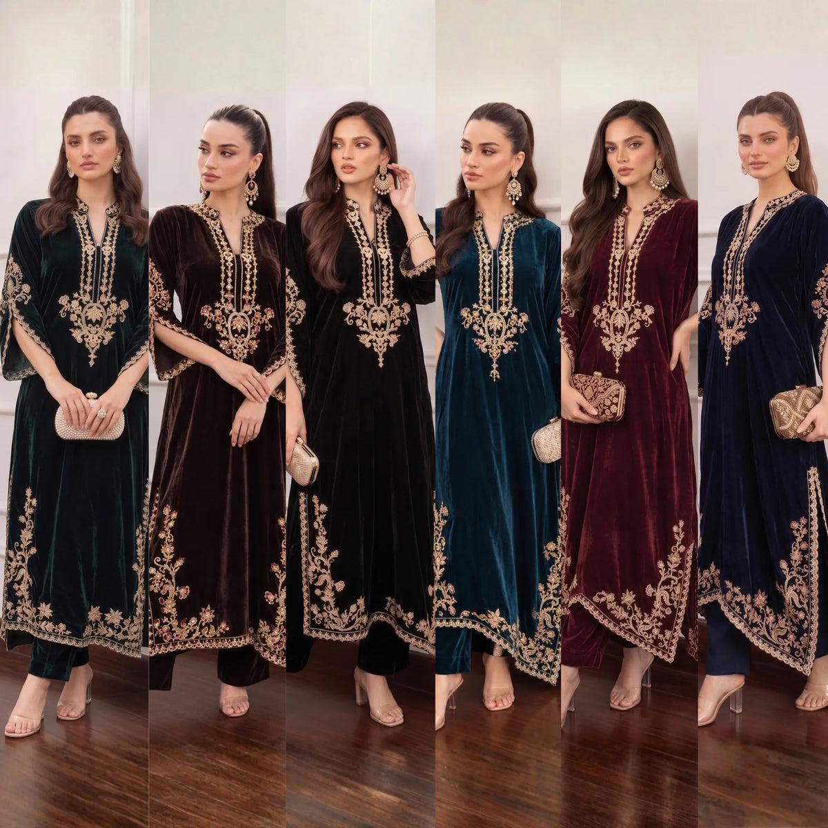 UA-316 Luxury Velvet Kaftan Style Co-Ord Set | Umnna
