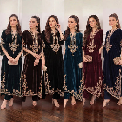 UA-316 Luxury Velvet Kaftan Style Co-Ord Set | Umnna
