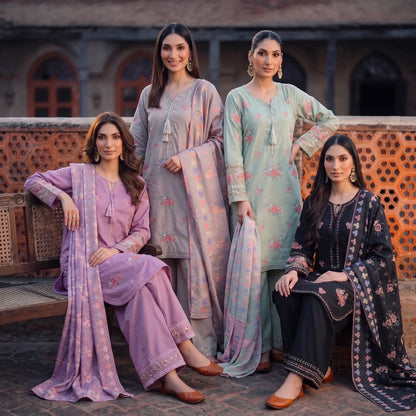 UA-267 Embroidered Cambric Cotton 3 Piece Collection by Umnaa